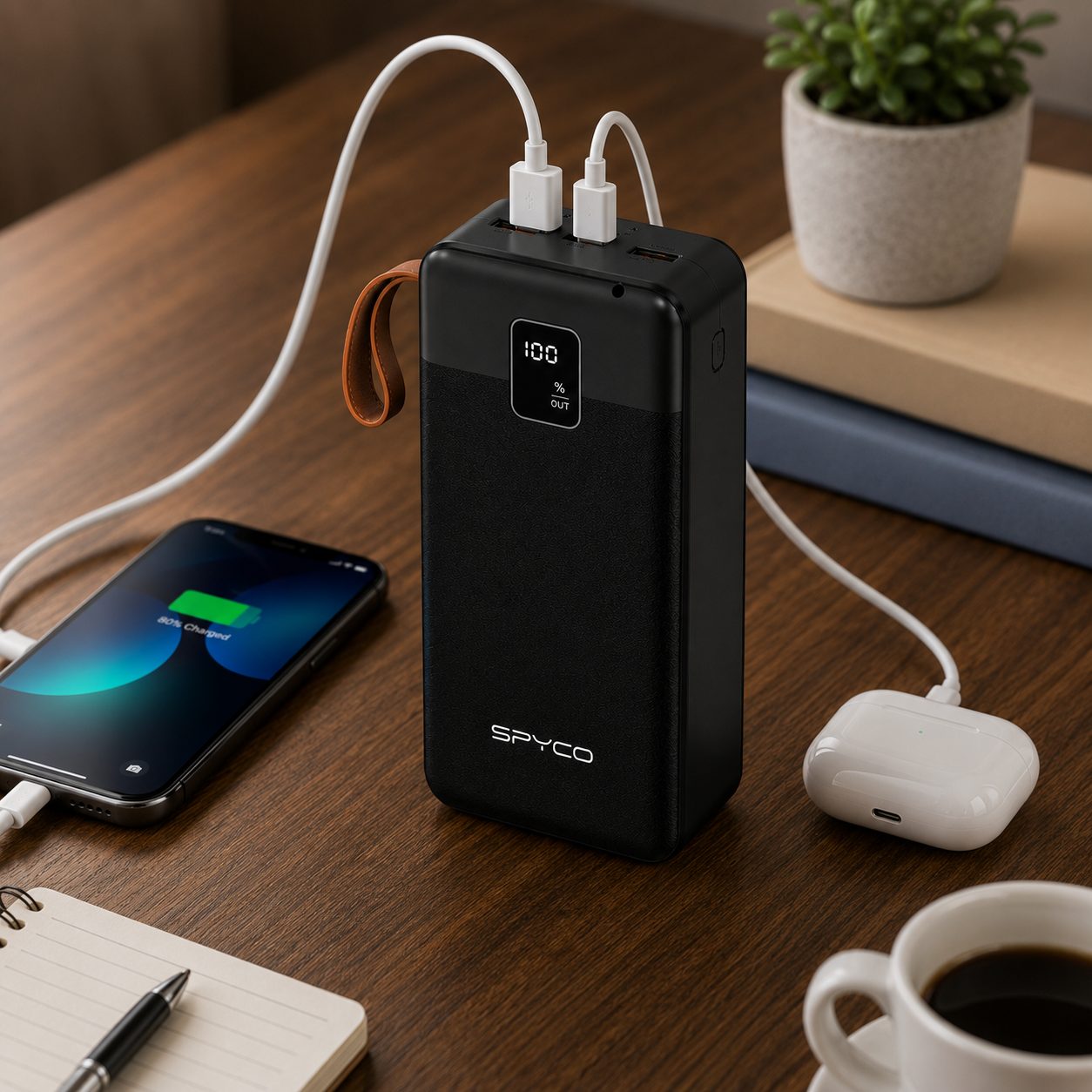 SPYCO PD-28 50000mAh Fast Charging Power Bank with Built-in Cables