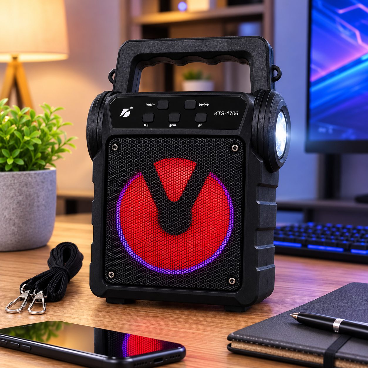 KBroad KTS-1706 Solar Charging Wireless Speaker with LED Light & FM Radio