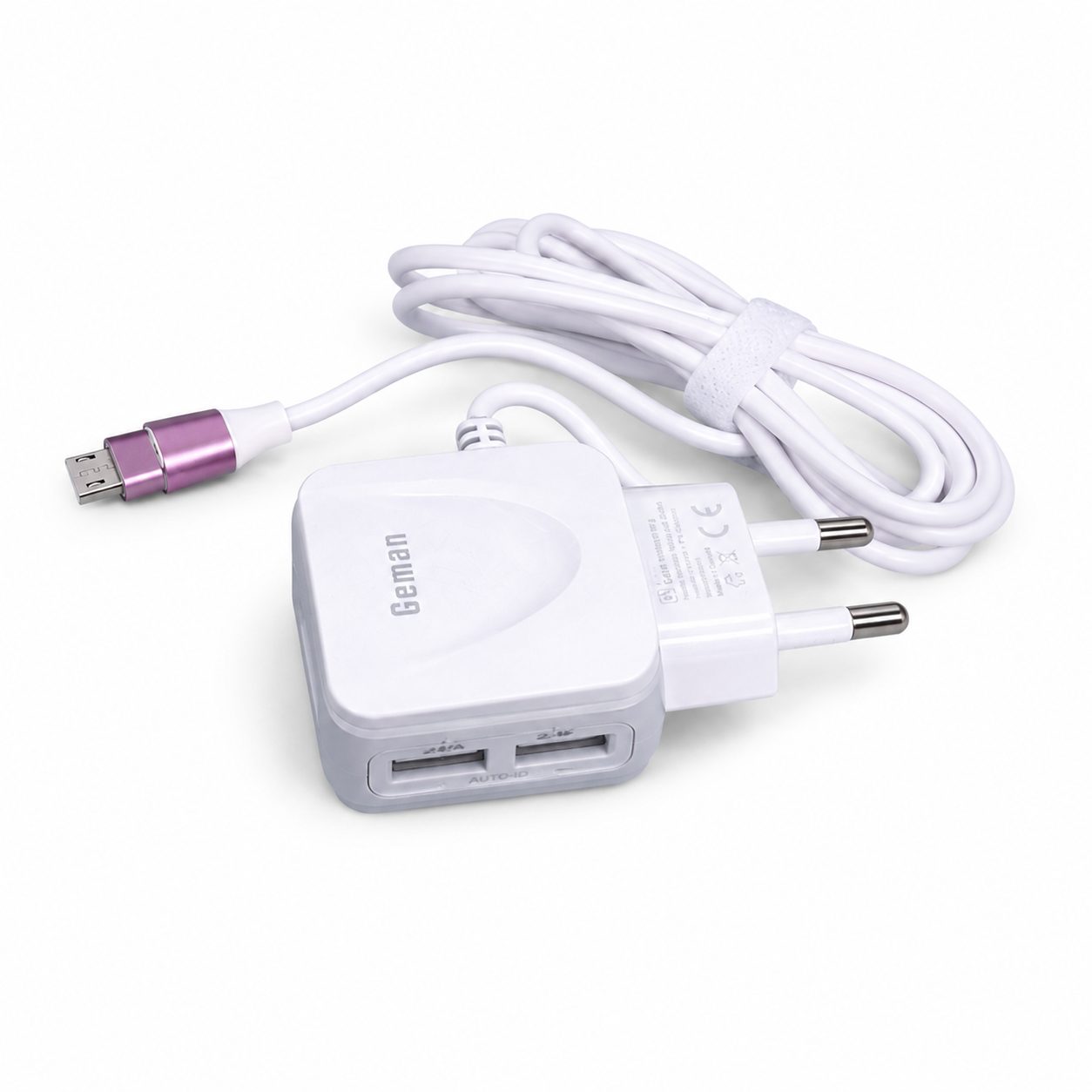 Geman G71 Dual USB Auto-ID Fast Charger 2.4A with Micro USB Cable