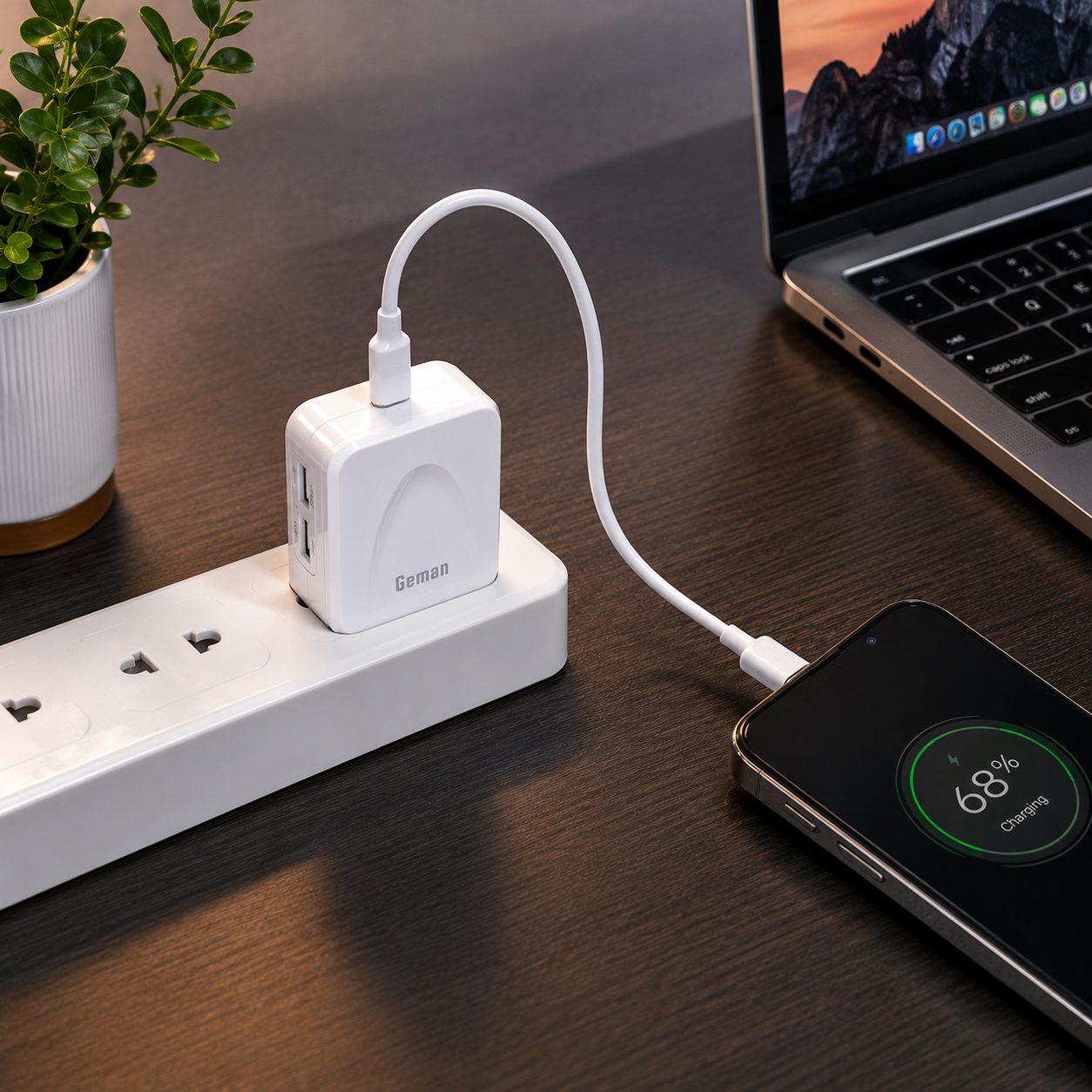 Geman G71 Dual USB Auto-ID Fast Charger 2.4A with Micro USB Cable